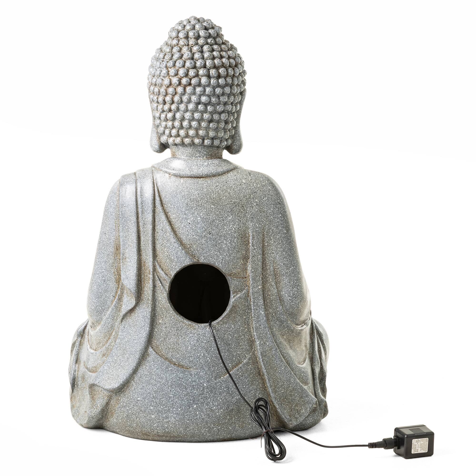 Glitzhome® Zen-Style LED Meditating Buddha Outdoor Fountain